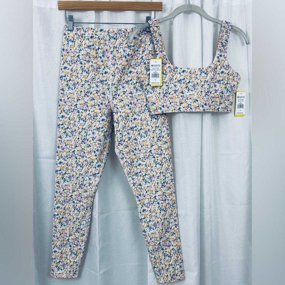 EleVen - Venus Williams Women's Flower Power Legging 25" & Sports Bra Medium NWT